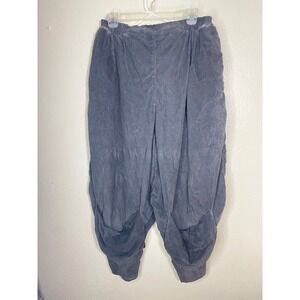 Vintage Barbara Speer Gray Faux Suede Harem Pants Elastic Waist Lagenlook